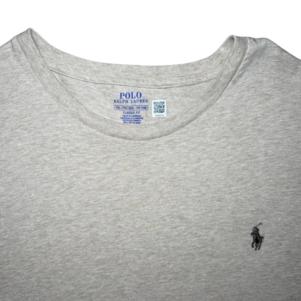 Ralph Lauren Classic Fit T-Shirt Mens XXL Oatmeal Heather Beige Cotton Tee